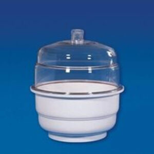Dessicators, Simax with blue HDPE knob top, porcelain plate, made of low expansion 3.3 borosilicate glass