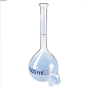 Flask, Volumetric, With stopper, made of low expension 3.3 borosilicate glass
