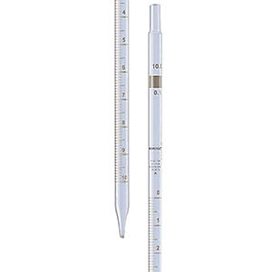 Pipets, Measuring, Mohr type, ambern colour graduation made of expansion 3.3 borosilicate glass