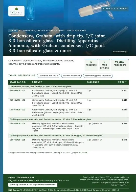 Condensers, Distillation & Extraction Glassware — flyer 12 of 13