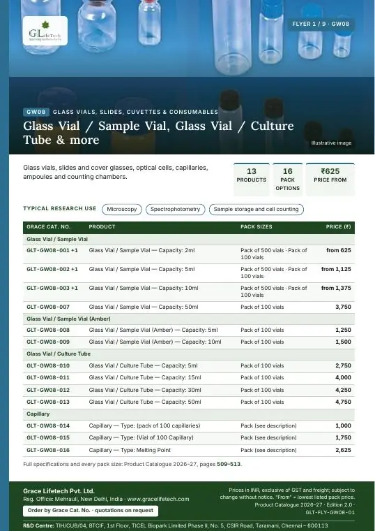 Glass Vials, Slides, Cuvettes & Consumables flyer